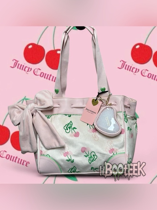 Juicy Couture Handbags - Juicy Couture Retro Cherry Gelato Daydreamer Tote Bag Cream Pink Y2K VIRAL HTF